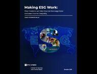 Cover of "Making ESG Work" report featuring a graphic of ESG over the world