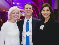 From right to left: Christine Schneider (MBA ’94), Todd Spillane, and Susan Jurevics (MBA ’96) at a Stern Holiday Celebration.