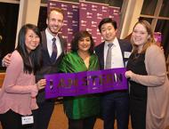 students and faculty with Dean Geeta Menon at the Kimmel Rosenthal Pavilion