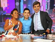 Shobhit Jain with Good Morning America hosts, Robin Roberts and George Stephanopoulos