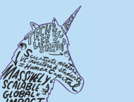 An outline of a unicorn contains various words and phrases