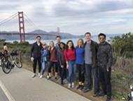 Students in front of the Golden Gate Bridge