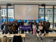 Andre Koo Tech MBA students with Stern Tech Advisory Board Member Jeff Teper (BS ’86), President, Microsoft 365 Collaborative Apps and Platforms, on Microsoft’s campus in Seattle