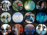 Several photos in small circles for the "Reimagining Shareholder Advocacy on Environmental and Social Issues: The promise and pitfalls of ‘E&S stewardship’" report by the Center for Business and Human Rights