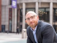 Vice Dean Nate Pettit in front of NYU Stern