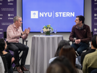 Professor Ilan Lobel and Jimmy Caputo hosting a fireside chat