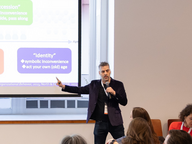 Professor Michael North speaking at the Initiative on Purpose and Flourishing's Annual Convening.