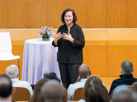 Professor Anat Lechner giving a workshop to alumni