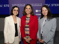 Left to right: Inna Semenchuk (MBA ’93), Professor Suzy Welch, and Fei-Fei Zhang (BS ’12)
