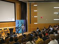 Professor Deepak Hegde addresses the crowd