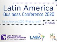 Graphic with text, "Latin American Business Conference 2020"