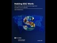 Cover of "Making ESG Work" report featuring a graphic of ESG over the world
