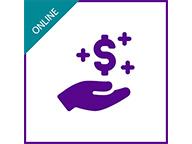 Graphic with hand, dollar symbol and "Online"