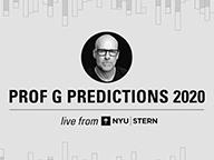 Graphic with headshot of Scott Gallowa, "Prof G Predictions 2020" and "Live from NYU Stern"