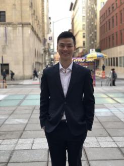 Daniel Fang in front of Tisch Hall