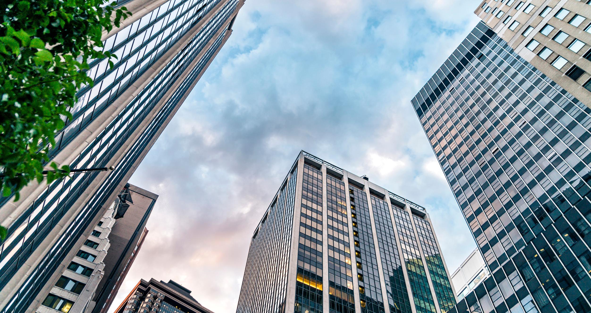 Wall street skyline view