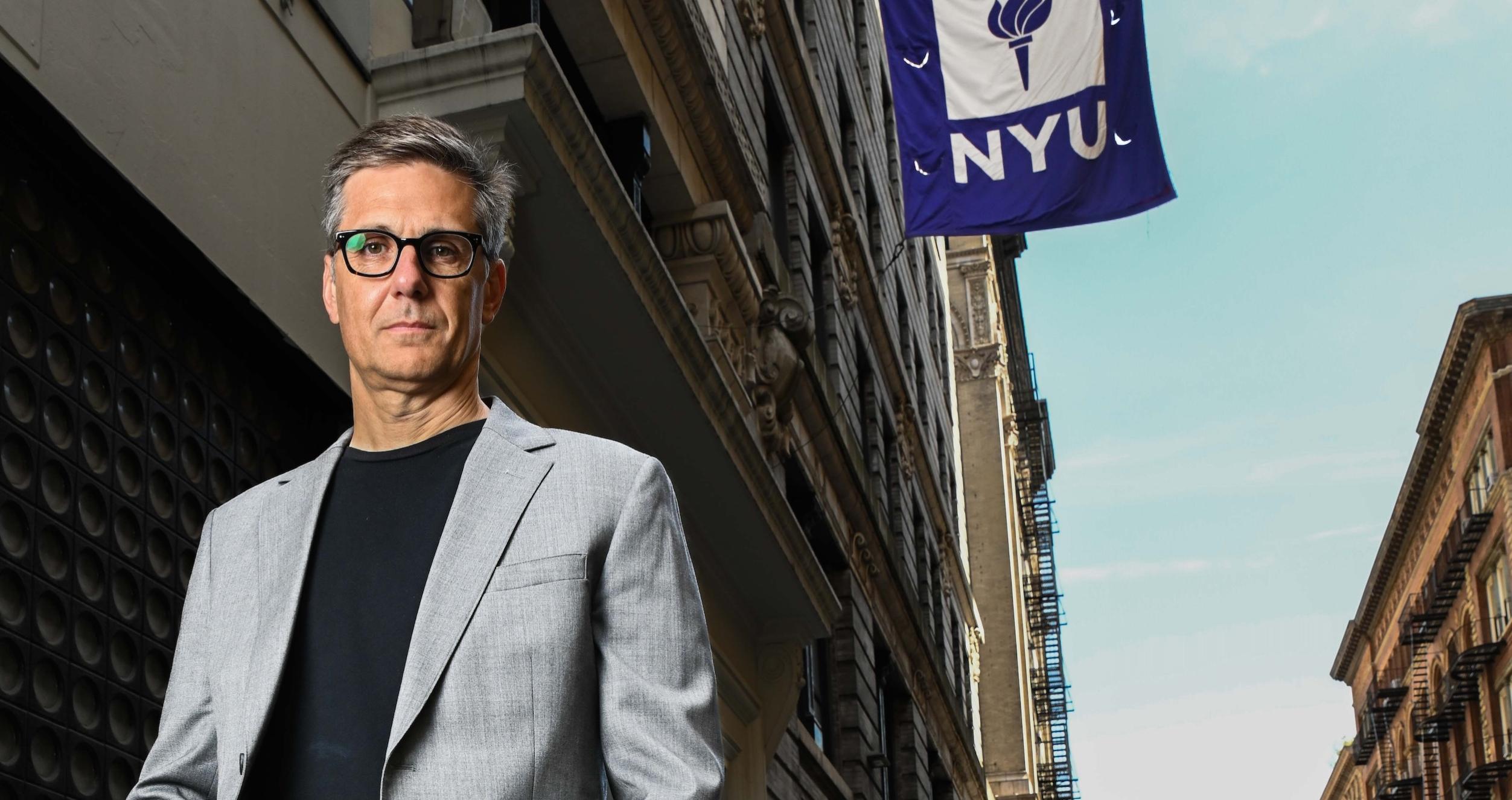 J.P. Eggers standing in front of Stern building.