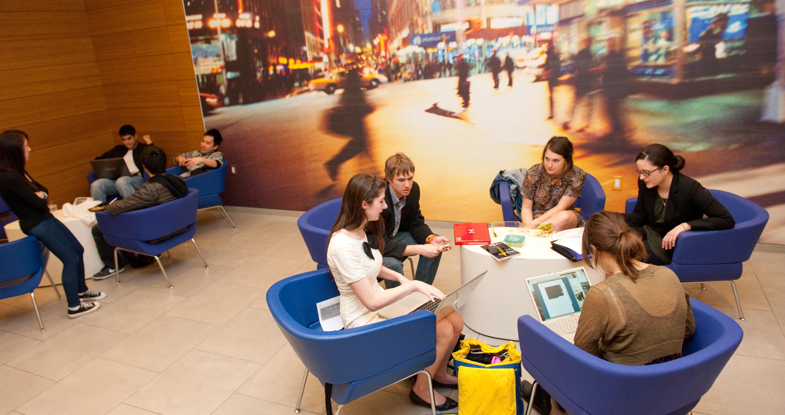 Students meeting around a table