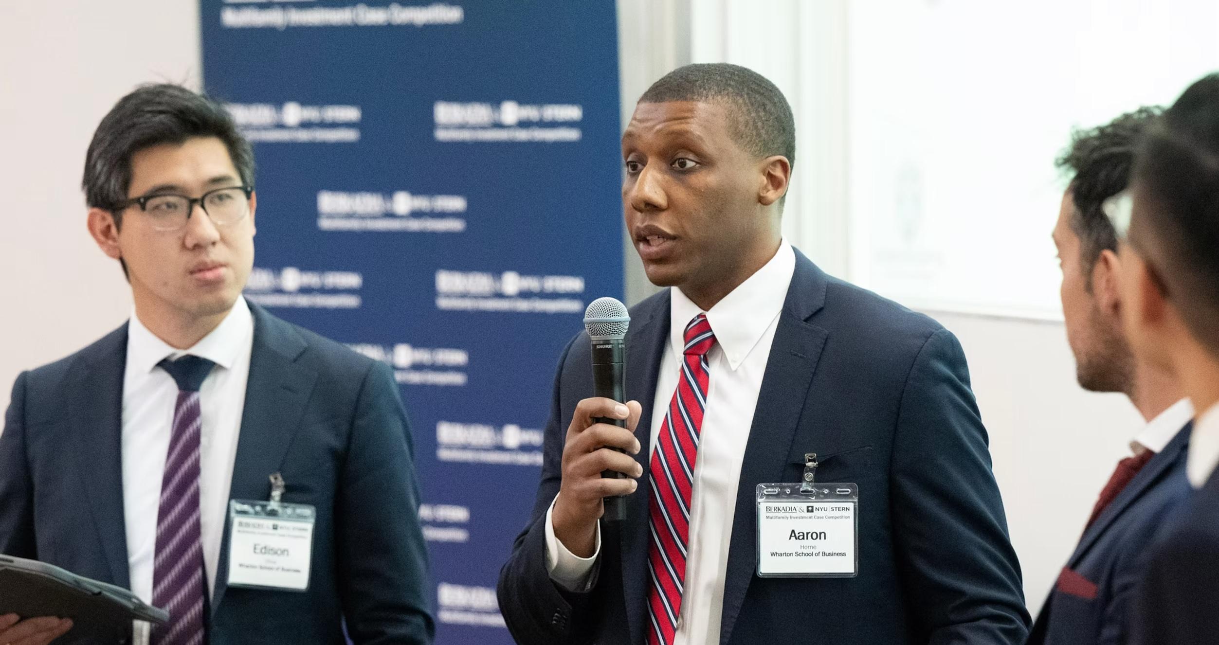 Participant speaks into microphone