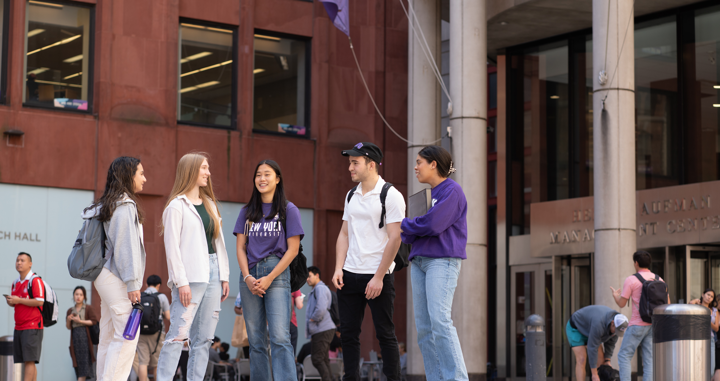 Stern students interact on Gould Plaza