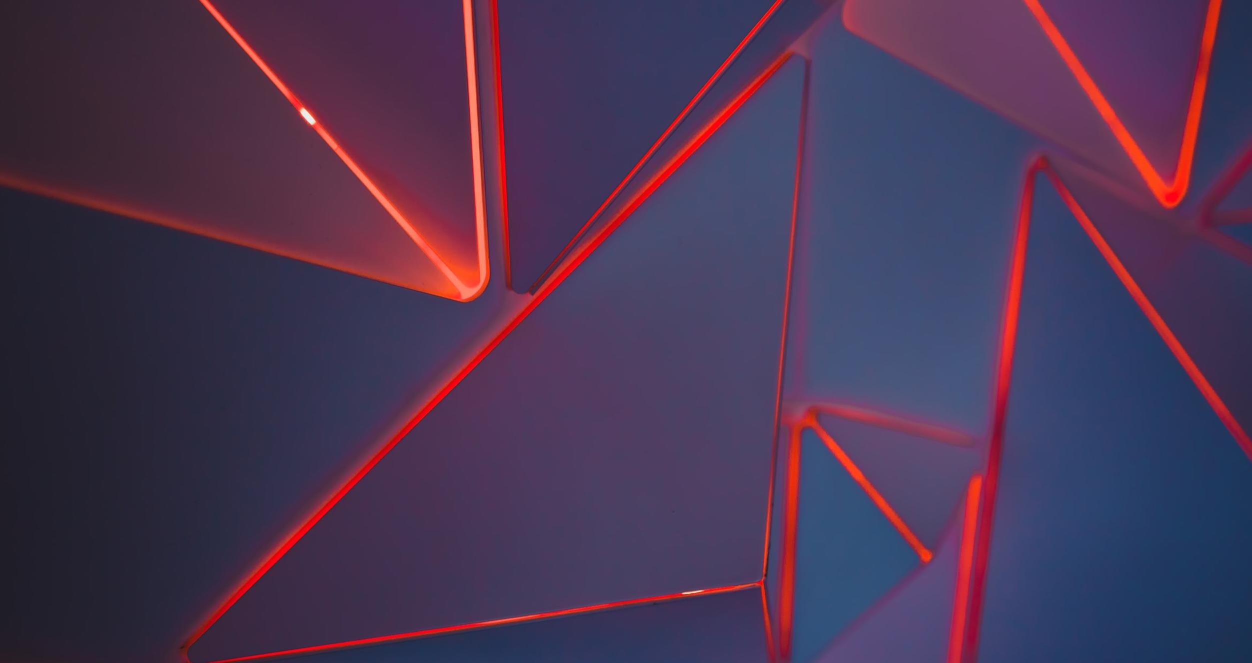 Abstract Red Lights on Blue Background
