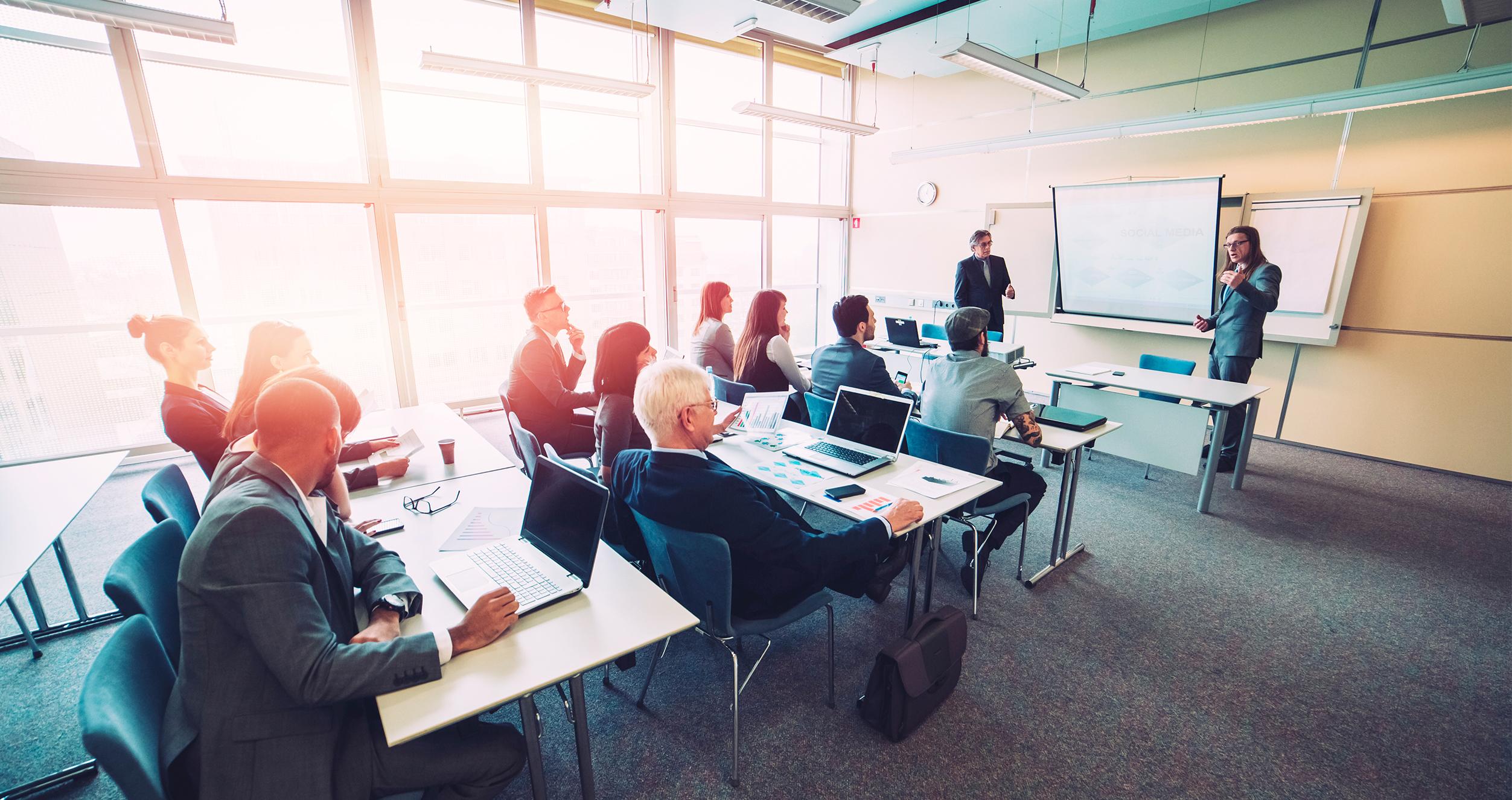 Students sitting in a classroom