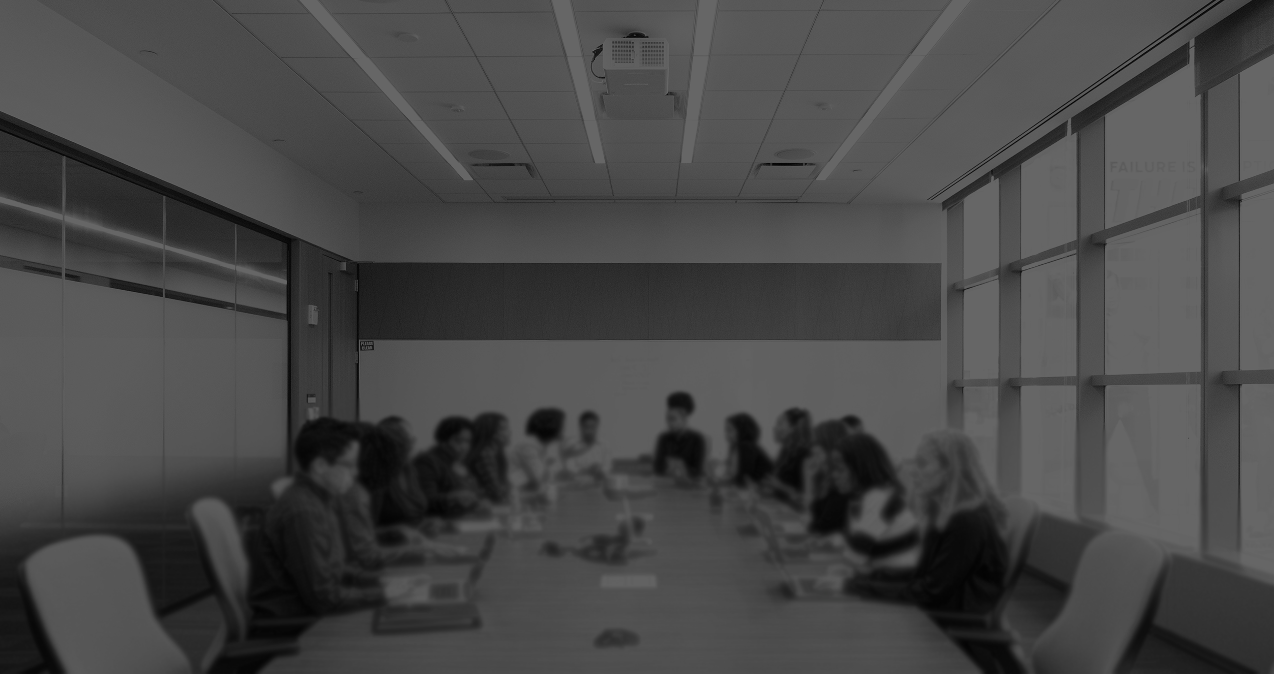 Board room filled with people