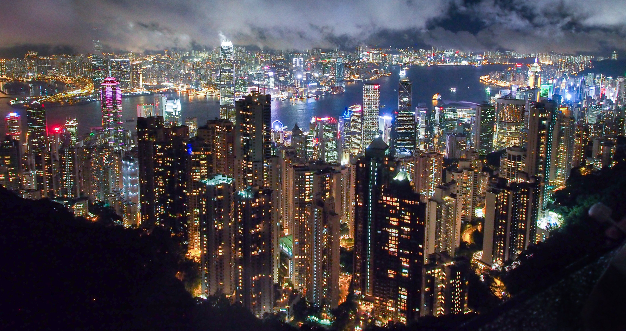 The Hong Kong skyline at night