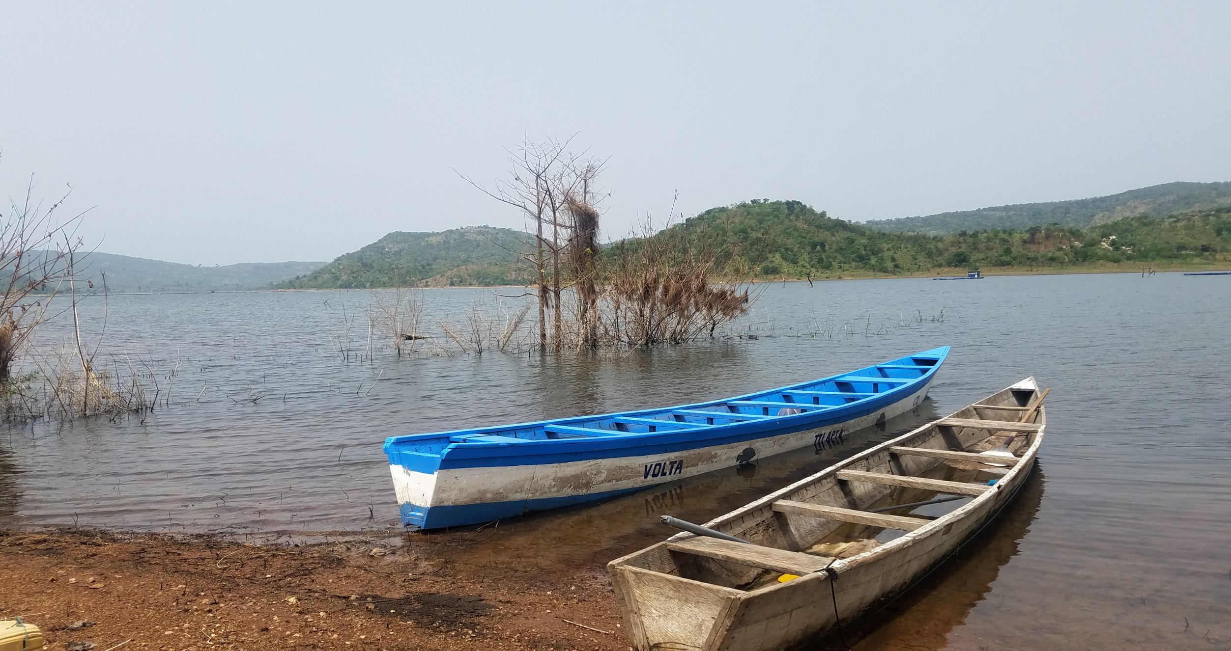 Two boats on a lake in Ghana