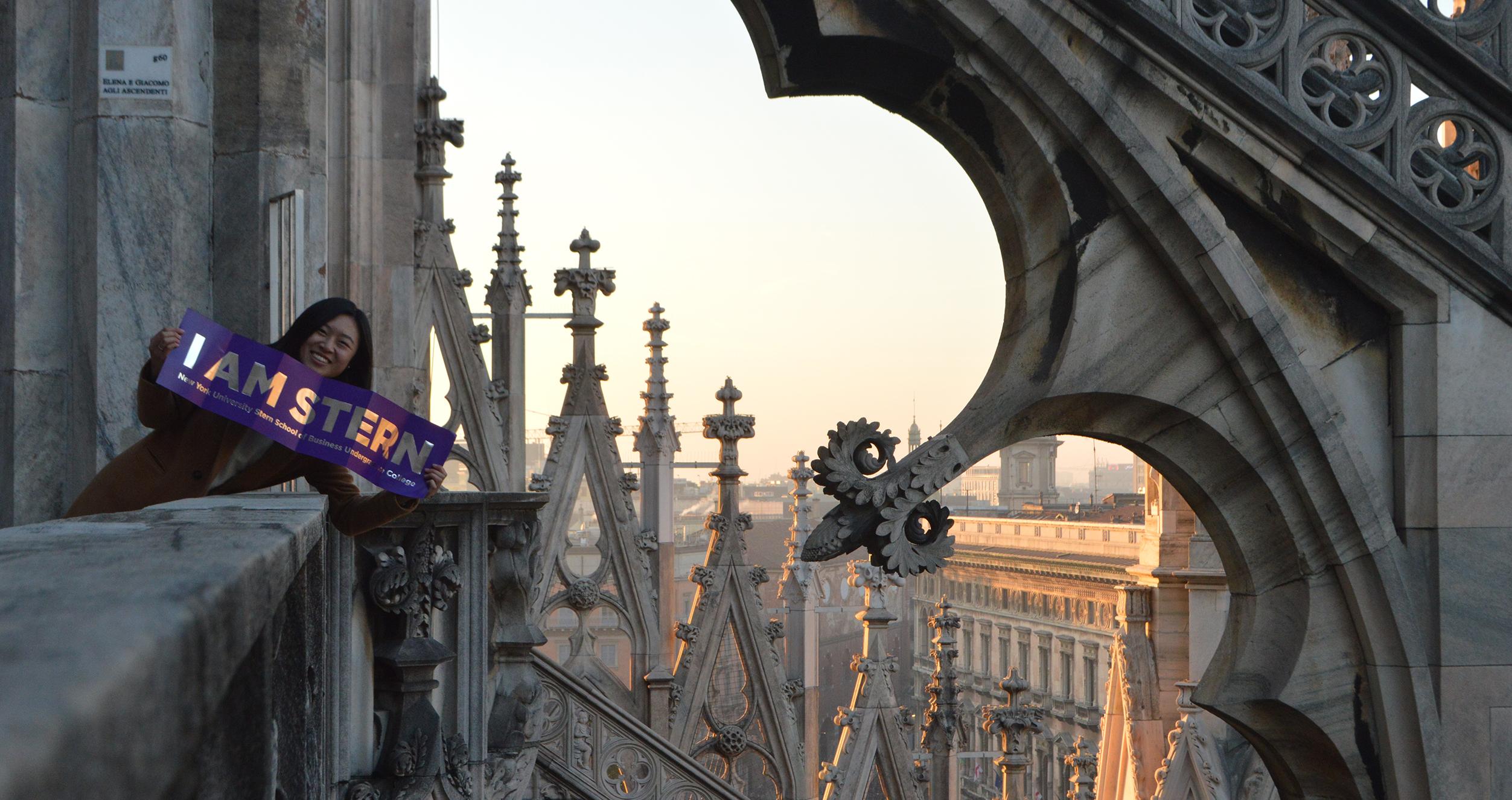 NYU Stern student Jessica Guo poses for a photo at the Duomo in Milan, Italy