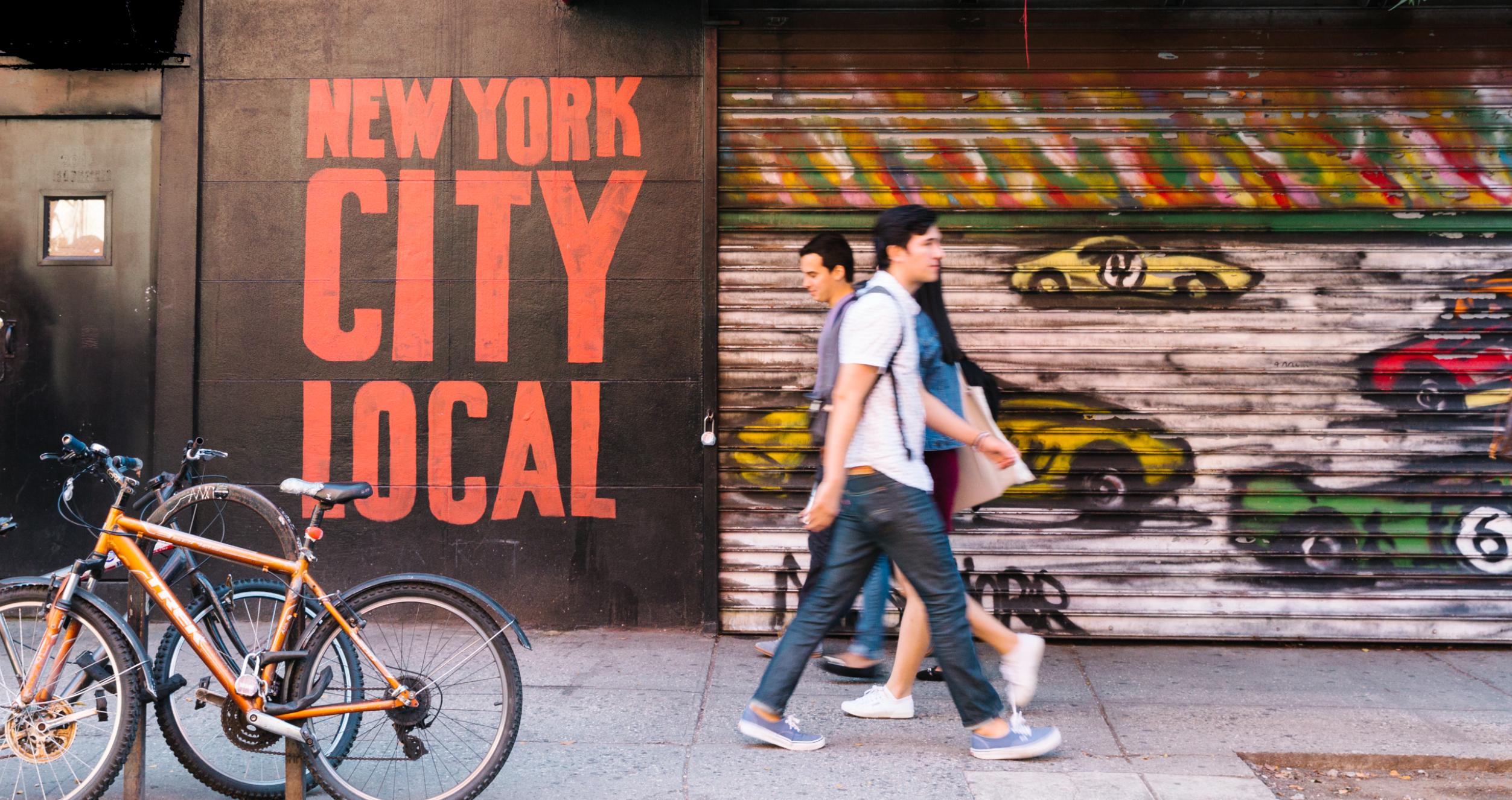 A student walks in NYC