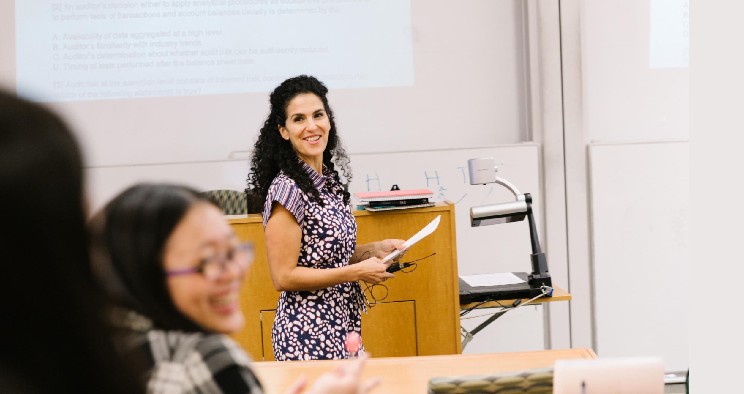 Professor Amal Shehata teaches in a classrom