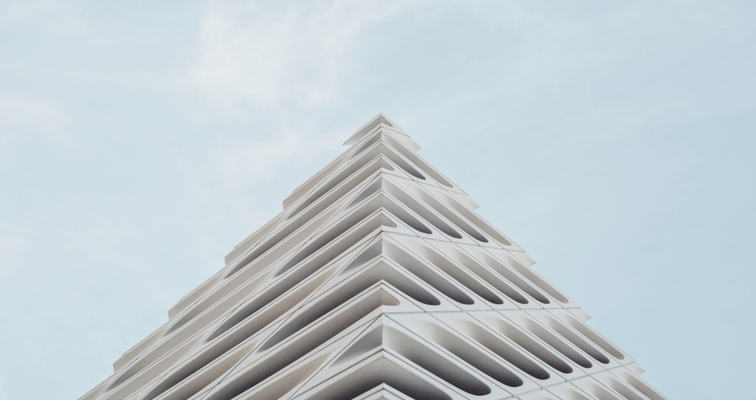 Abstract White Building with Light Blue Sky