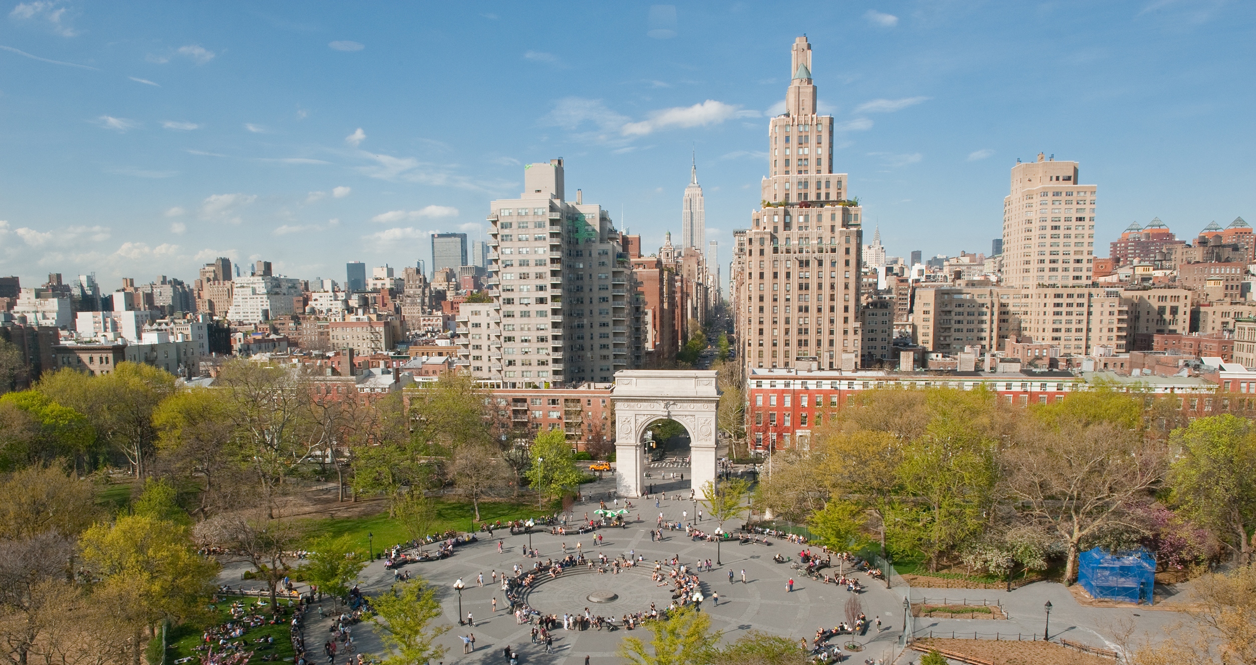 Washington Square Arch in Washington Square Park from above