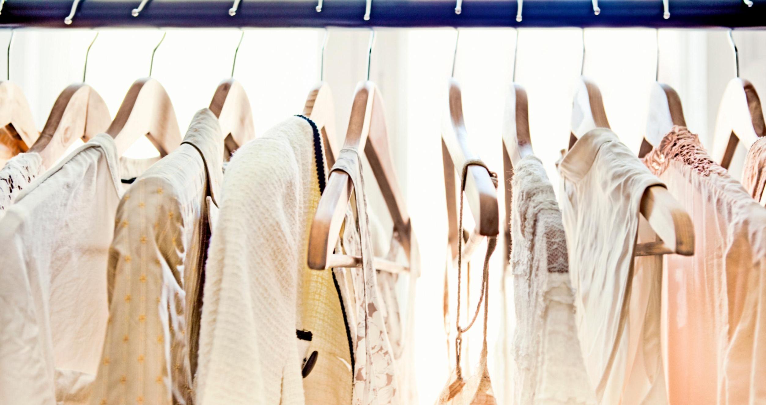 apparel on a garment rack