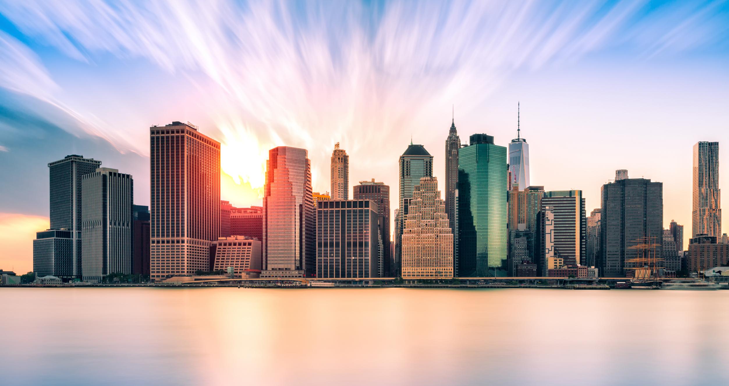 Sunset overlooking the NYC Skyline