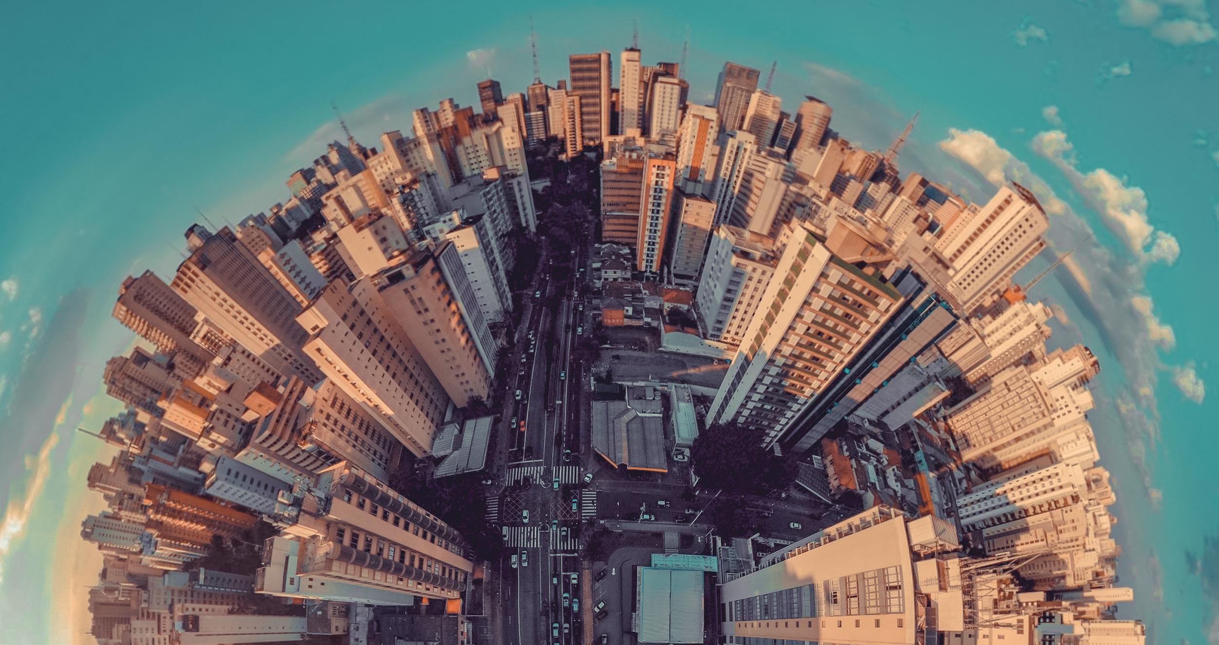 City from Above Fisheye city from above