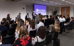Alumni gather at a Goldman Sachs event