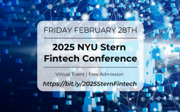 Fintech Conference poster with blue blockchain image