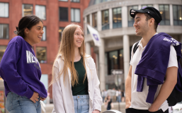 Stern students interact on Gould Plaza