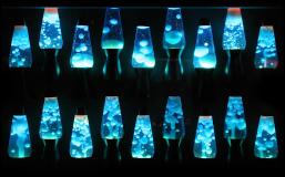 Row of blue lavalamps