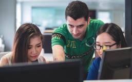 Students around a computer