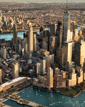 aerial view of new york city's financial district