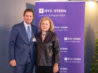 Professor Thomaï Serdari with alumnus James Ferragamo (BA ’93, MBA ’97)