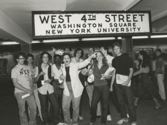 Students at the West 4th Street Station