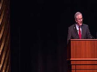 Steve Forbes speaking at NYU Stern