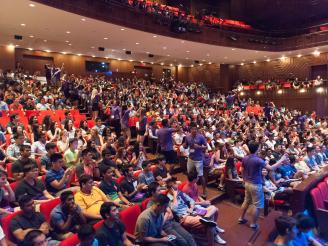 Stern Class of 2019 and Orientation Leaders in Auditorium