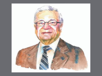 Watercolor-style illustration of Jerry Cohen