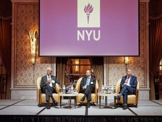 Dean Sundaram and Dean Morrison discuss NYU in a fireside chat