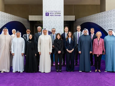 Attendees posing at the inauguration ceremony for the Stern School of Business at NYU Abu Dhabi.